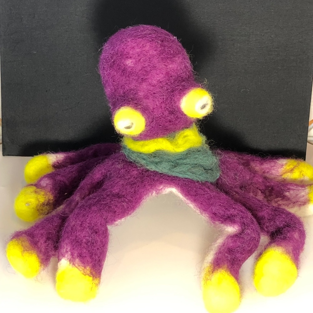 OOAK Hand-Felted purple octopus teacher art Waldorf fantasy ocean storytelling